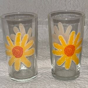 LUCKY Tableware Retro Floral Print Glass Tumblers Set